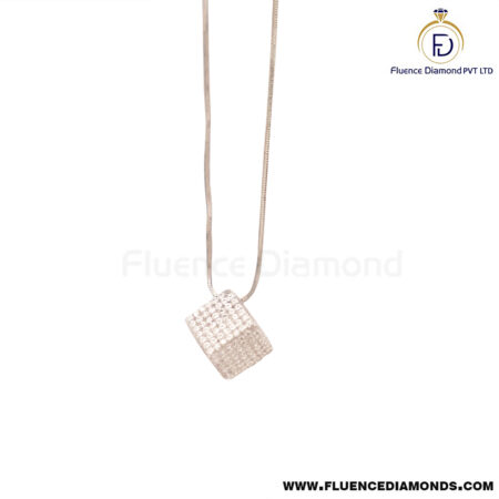 Timeless Square Dice Shape Natural Diamond Pendent with Chain: Real Gold with Certified Diamond in Carbon Glass